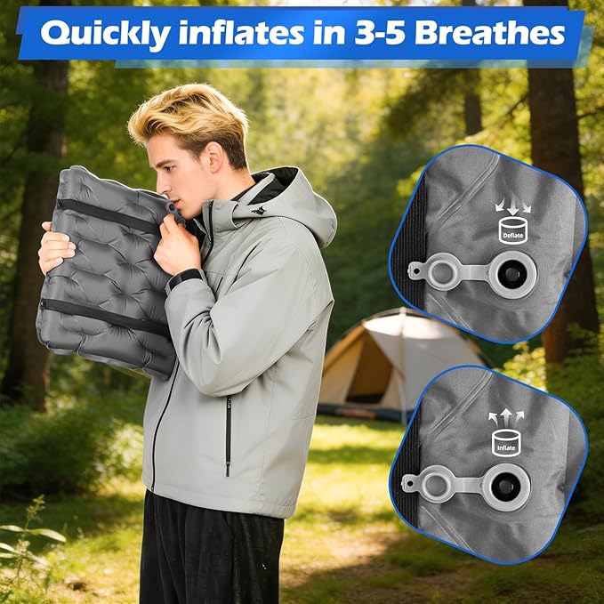 HiiPeak Inflatable Seat Cushion, Lightweight Stadium Seat Pad Camping Air Seat Cushion for Bleachers Backpacking Hiking Airplane Office Car Sports Events Concert