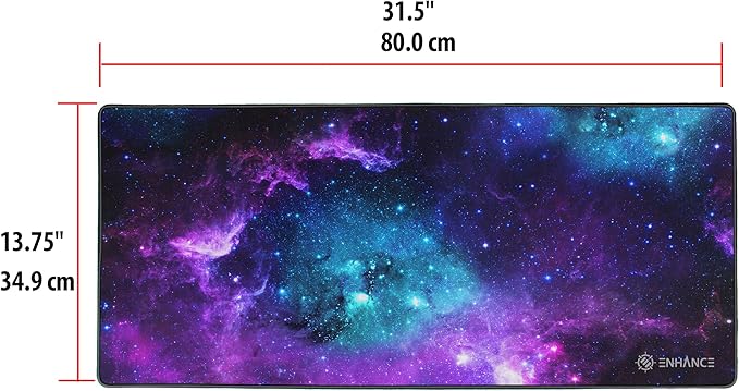 ENHANCE Extended Large Gaming Mouse Pad - XXL Mouse Mat (31.5" x 13.75") Anti-Fray Stitching for Professional Esports with Low-Friction Tracking Surface and Non-Slip Backing (Galaxy)