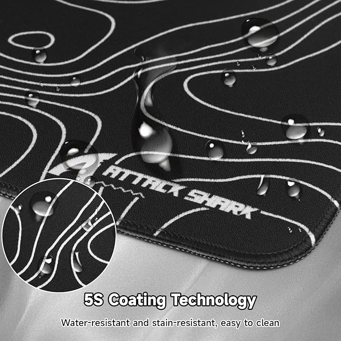 ATTACK SHARK CM02Pro Gaming Mouse Pad for Esports Speed Large Mouse mats for Desk Waterproof Surface Stitched Edges and Anti-Slip Rubber Base Size XXL Laminate 35.43” x 15.75” x 0.16” Black Contour