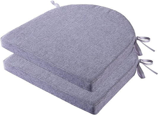 18 x 18 Inch Chair Pads for Dining Chairs Set of 2 with Ties Non Slip Washable Seat Cushion with Zipper Indoor Round Back Chair Cushions for Kitchen, Mid Grey
