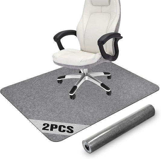2 Pack Office Chair Mat for Hardwood Floor, 55"x35" Desk Chair Rug, Large Anti-Slip Floor Protector for Home Office Light Grey (Roll Packaging)