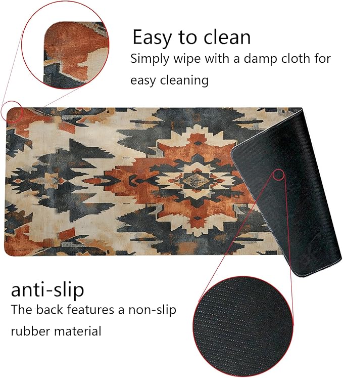 Western Mouse Pad,Western Desk Accessories,Vintage Kilim Large Mouse Pad,Rustic Southwestern Aztec Tribal Desk Mat,Boho Ethnic Mousepad Cowboy for Home Office Dorm Desktop Decor,31.5x11.8 Inch