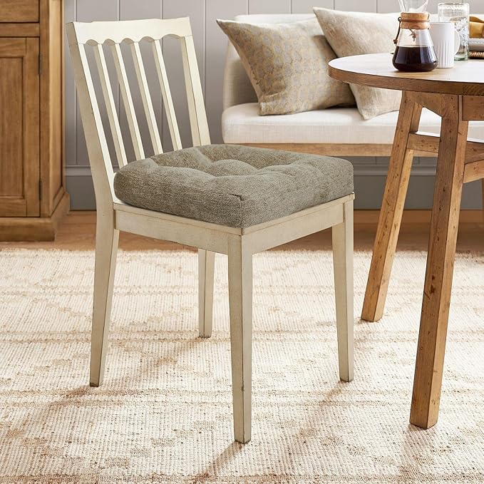 downluxe Chair Cushions for Dining Chairs 4 Pack, Tufted Indoor Chair Pads with Non-Slip Bottom, U-Shaped Kitchen Chair Cushions, 17"x17"x4", Khaki