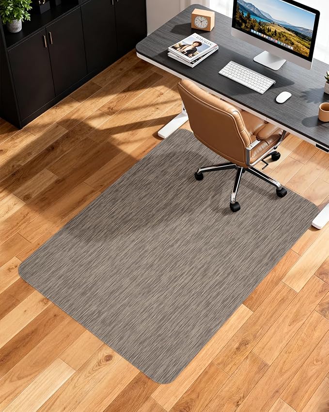 Soimeat Office Chair Mat for Hardwood Floor, 44.9" x 53.1" Non-Slip Desk Computer Chair Mat, PVC Floor Mat for Rolling Chair, Heavy Duty Wood/Tile Floor Protector Desk Rug for Home, Dark Brown
