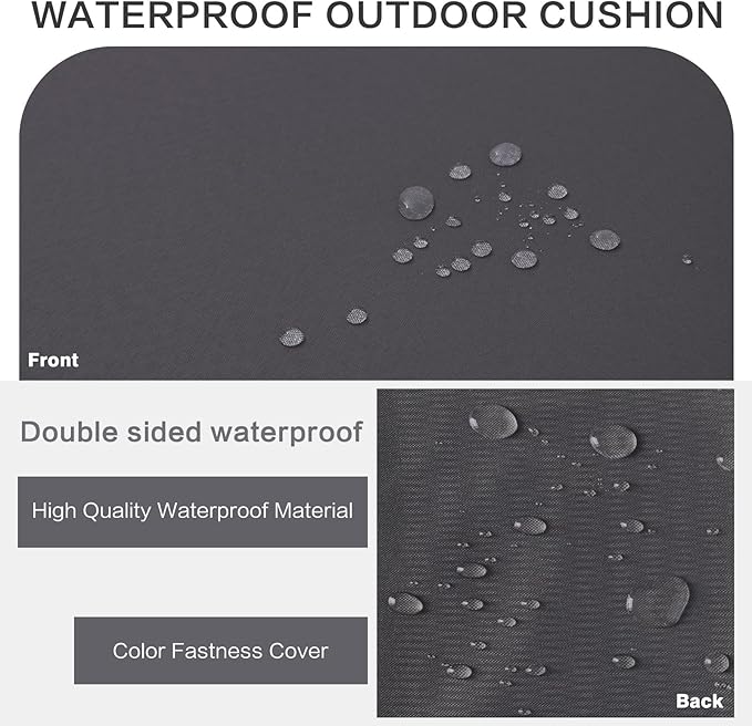 Outdoor Bench Cushion Waterproof with Memory Foam,Patio Bench Cushions for Outdoor/Indoor Furniture Porch Swing Cushion with Handle and Adjustable Strap,Dark Gray Grey,60x18 Inch