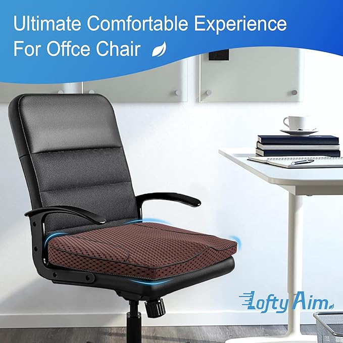 Lofty Aim Car Seat Cushion, Comfortable Memory Foam Seat Pillow for Driving, Sciatica-Back Pain Relief, Cushion for Car-Truck, Office, Wheelchair - Mesh Brown