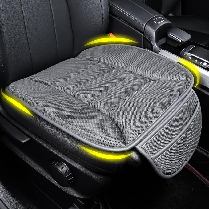 Lofty Aim Car Seat Cushion, Driver Cushion with Comfort Memory Foam & Non-Slip Rubber Bottom, Car Seat Pad Works with 95% of Vehicles and Office Chair or Home - 4D Dark Grey