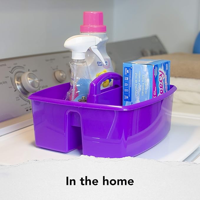 Storex 2-Compartment Large Caddy – Multipurpose Classroom Organizer with Handle, Purple, 6-Pack (00955U06C)