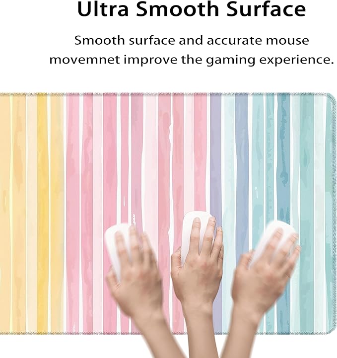 35.4 x 15.7 in, XXL Large Mouse Pad for Desk, Extended Keyboard Mouse Mat for Computer Office, Big Laptop Mouse pad, Gaming pc-Colorful Striped Rainbow
