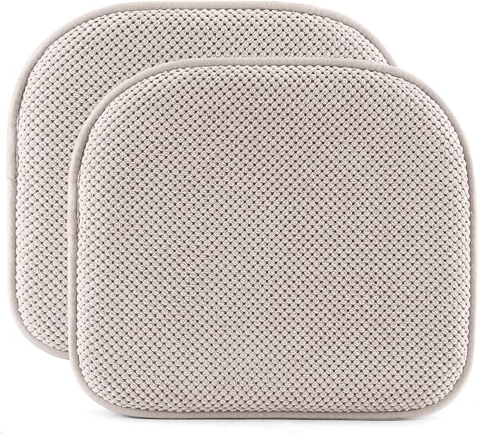SWEMSTAR Chair Cushions - 15"*17" Kitchen Dining Chair Pads Foam Seat Cushion for Chairs Barstool Cushions Non Slip Seat Pad Set of 2 - Beige