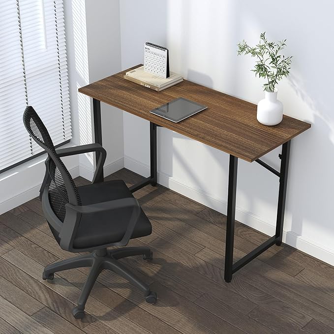 Lutown-Teen Folding Computer Desk 47 inch Writing Gaming Computer Camping Table, No Assembly Required Home Office Desk, Espresso