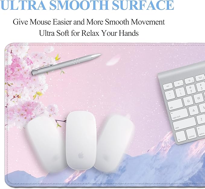 Pink Extended Mouse Pad Large XXL Mouse Mat 31.06" x 11.8" Desk Pad Laptop Computer Mousepad with Non-Slip Rubber Stitched Edges for Office, Work, Game