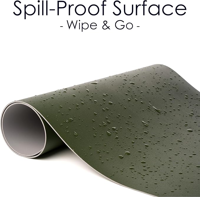 WAYBER Leather Desk Pad Protector, Waterproof Mouse Pad, PU Desk Mat, Office Desk Cover, Desk Writing Mat for Office/Home/Work/Cubicle (Green/Gray) 23.7x13.8 in