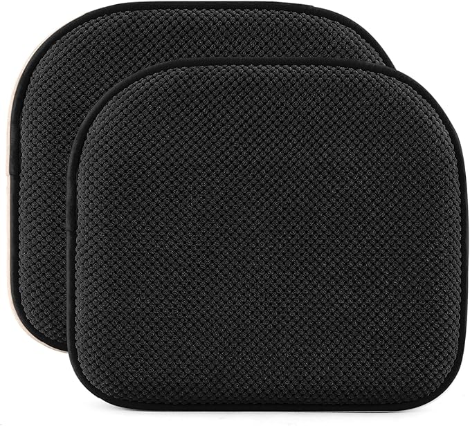 SWEMSTAR Chair Cushions - 15"*17" Kitchen Dining Chair Pads Foam Seat Cushion for Chairs Barstool Cushions Non Slip Seat Pad Set of 2 - Black