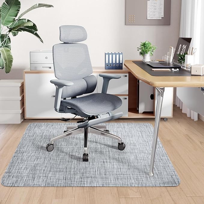 Sycoodeal Office Chair Mat for Hardwood & Tile Floor,Computer Gaming Chair Mat for Rolling Chairs Non-Curve, Anti-Slip, Heavy Duty Floor Protector for Home Office,Grey (36" x 48")