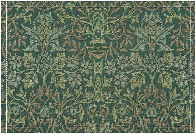 William Morris Floral Placemats Vintage Flower Art Style Boho Chic Retro Floral Linen Washable Table Mats Stain Heat-Resistant Desktop Decor Place Mats for Home Kitchen Dining Party 12x18 in 6 Pcs