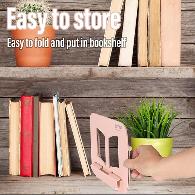 Portable Book Stand Book Holder Book Rest for Kids Reading Hands Free Cookbook Holder Textbook Stands Music Stand Children's Christmas Gifts Beach Girls boy School Supplies (Pink 11.82" *8.26")