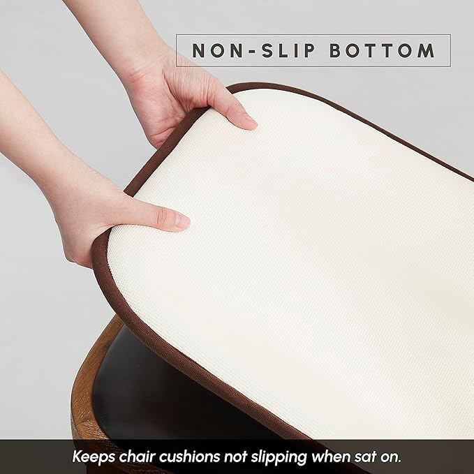 Elegant Comfort 2 Pack Chair Cushion Covers - Skid-Proof Rubber Backing - 16 x 16 Inch - Thick Dining Square Shape Seat Covers - Comfortable Textured Chair Pads with Ties - Honeycomb Pattern, Brown