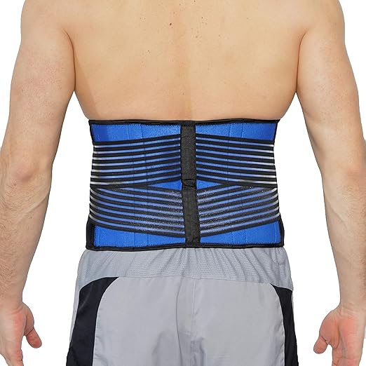 NeoTech Care Neoprene Back Brace for Men or Women - Adjustable & Breathable Lumbar Support Belt for Lower Back Pain (Blue, Size S)
