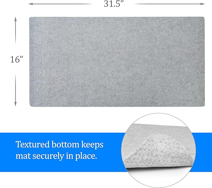 Felt Desk Pad- 31x16 with Non-Slip Backing (Light Gray)