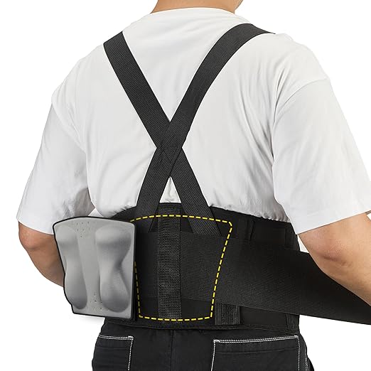 COOLJOB Expert Back Brace for Lower Back Pain Relief, Powerful Lumbar Support with 3D Foam Pad and Elastic Shoulder Strap, Breathable Adjustable Support Belt for Men Women, Black, L for Waist 37-47"