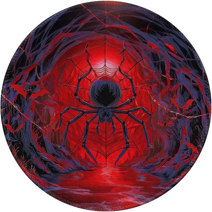 Halloween Round Mouse Pad Premium Textured Mouse Mat Washable Mousepads with Extended Stitched Edges Non Slip Rubber Base Small Mousepad 7.9 X 7.9 X 0.12 Inches