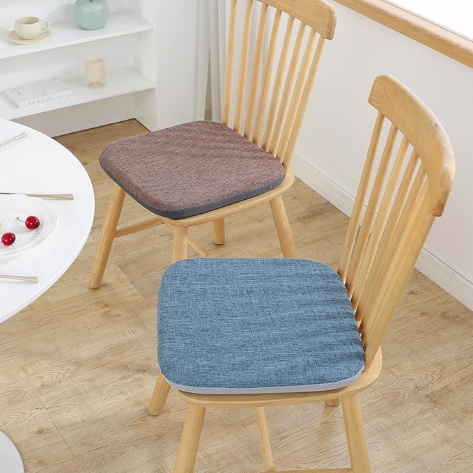 High Resilience Memory Foam Chair Cushion 19"x19"x2" Set of 2 Square Chair Pads and Washable Cover Non Slip Seat Cushions for Indoor Dining Room Kitchen and Office Chairs (Green,19"x19")