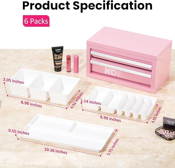 6 Pcs Tool Box Organizer Tray Divider Set For Kobalt 2-Drawer Mini ToolBox, Tool Desk Drawer Organization, Pefect for Storing Small Gadgets, Toolbox accessories (Only compatible with the old version.)
