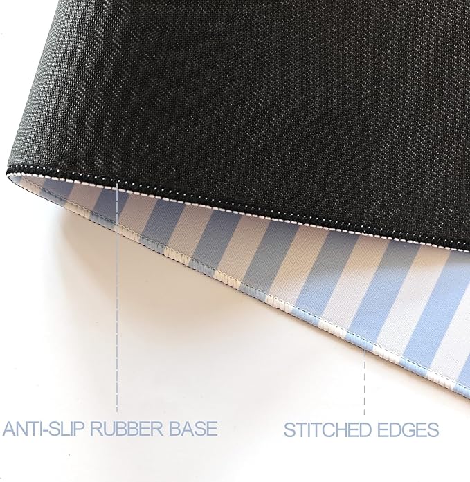 Blue Striped Desk Mat Cute Pastel XXL Large Gaming Mouse Pad Desk Pad Kawaii Aesthetic Home Office Decor Cozy Keyboard Laptop Computer Mat