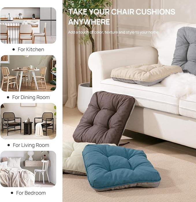 Love's cabin Memory Foam Chair Cushions Set of 4, 19"x19"x3.5" Indoor & Outdoor Seat Pads for Dining, Kitchen, Office, Patio Chairs - Black