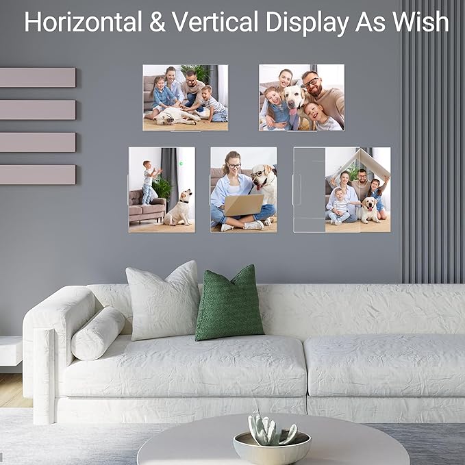 DECOHOBO Acrylic Sign Holder 8.5x11 Wall Mount with Strong Adhesive Tape, No Drilling Vertical & Horizontal Clear Plastic Frame for Office Home Store, Damage-Free Installation (3 Pack)