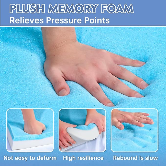 Upholstery Foam, 72" x 24" x 5" High Density Gel Memory Foam Padding Couch Cushion Support, Cut to Size Foam Replacement Pad for Sofa Sag Support