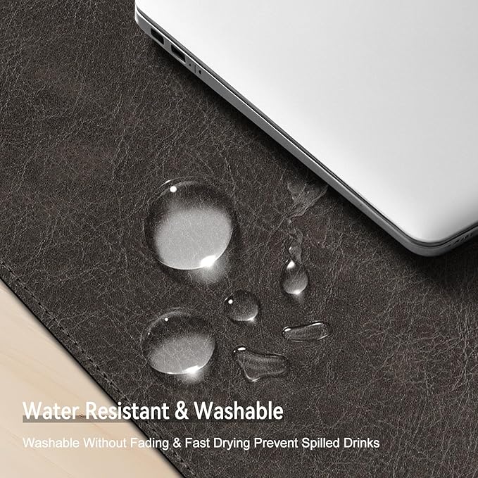 Imitation Crazy Horse Leather Desk Mat - Waterproof Desk Pad - Ideal for Large Mouse Pad and Desk Mats on Top of Desks (Terracotta+Yellow, 11"*8")