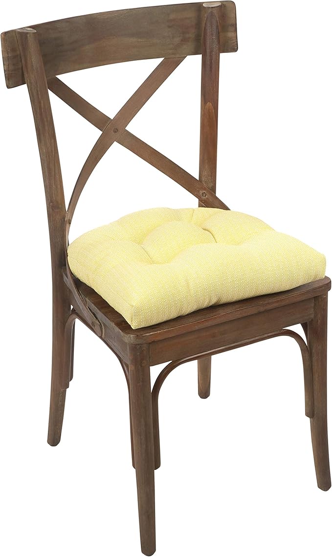 Klear Vu Gripper Overstuffed Universal Non-Slip Dining Chair Cushions for Kitchen Decor or Office Use, U-Shaped Skid-Proof Seat Pad, 15x15 Inches, 4 Count (Pack of 1), Solid Yellow