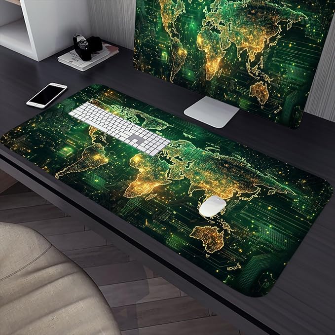 Circuit Board Diagram Desk Mat Fantastic Interesting Large Gaming Mouse Mat with Stitched Edges,Non-Slip Waterproof Rubber Base Mous Mat 31.5"x11.8" Office Computer Keyboard Laptop Home