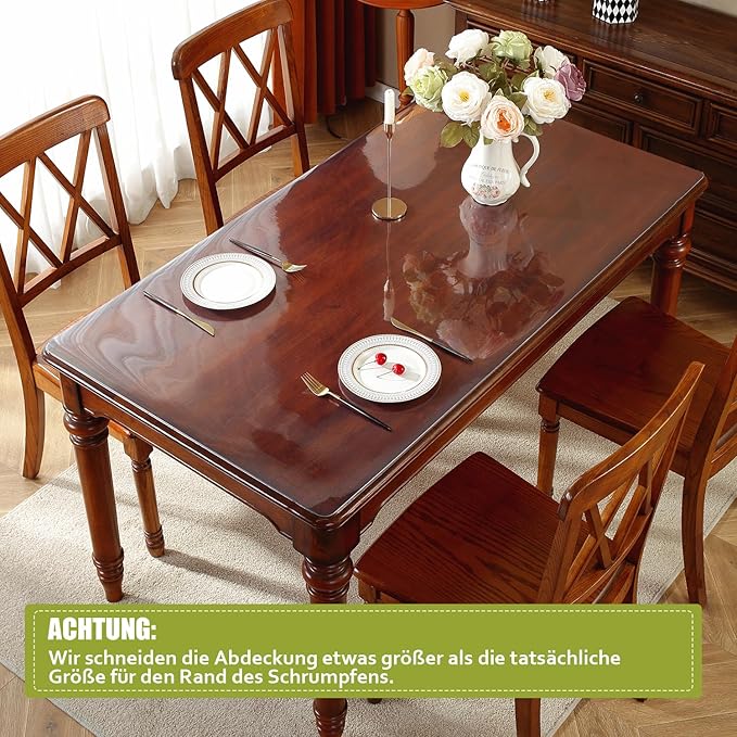 OstepDecor Clear Table Protector 20 x 42 Inch, 2mm Thick Plastic Table Cover, Waterproof PVC Clear Table Cover Protector, Desk Protector Mat, Writing Desk Pad for Desktop, Coffee & Dining Room Table