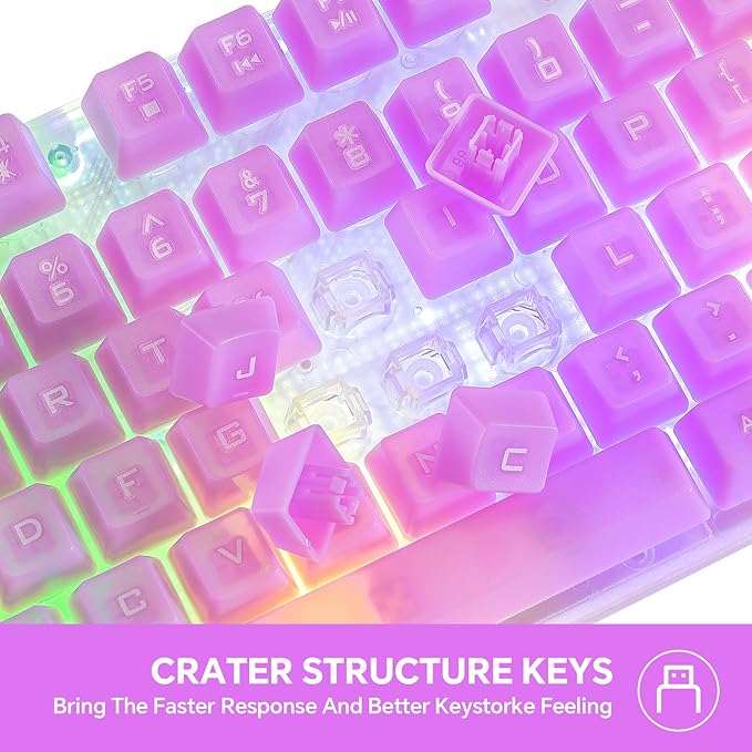 CHONCHOW RGB Gaming Keyboard and Mouse Combo,USB Wired Custom Clear Keyboards, Rainbow LED Backlight Transparent Keyboard Mouse Set for Computer Windows PC PS4 Xbox Laptop
