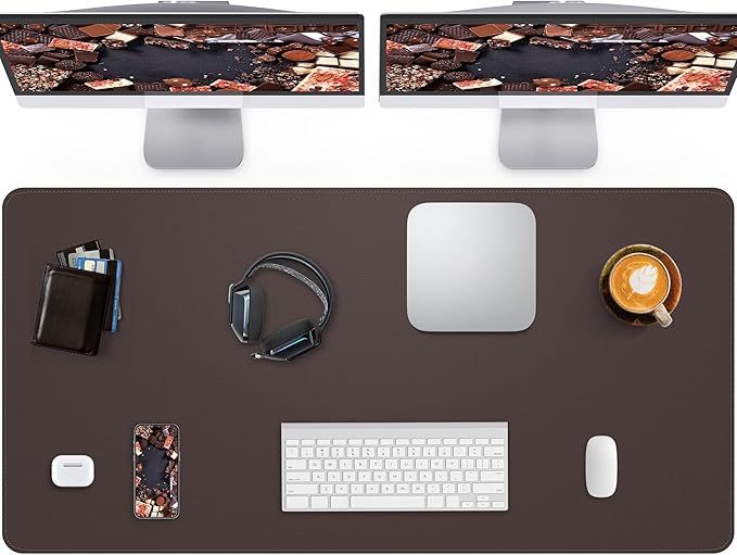 Large Desk Pad Mat - Waterproof Mouse Pad & Desk Protector, Non-Slip XL PU Leather Gaming Mat for Keyboard/Mouse, Stitched Edge with Ergonomic Support, 47"x17" (Charcoal)