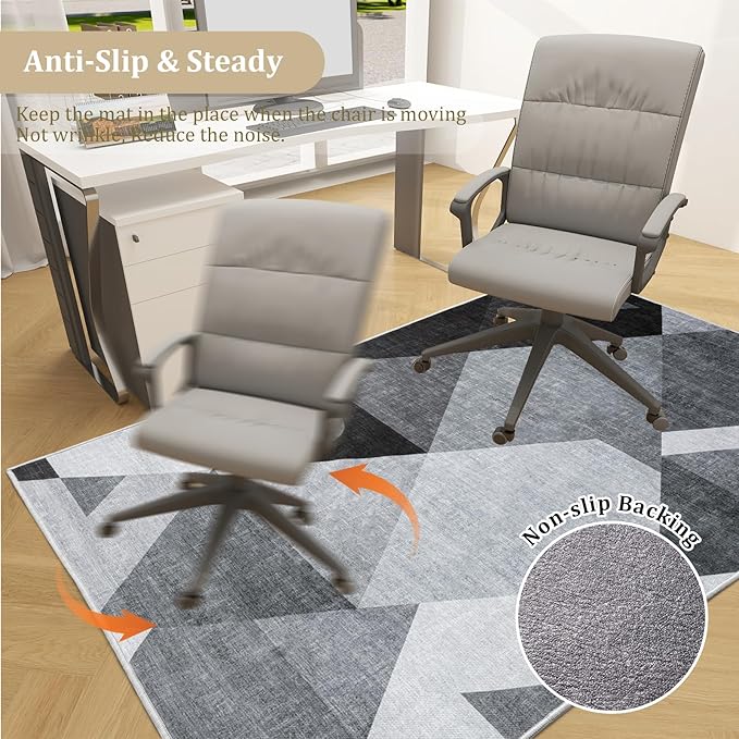 Office Chair Mat for Hardwood Floor, 60"x45" Easy Glide Computer Desk Mat Protector for Rolling Chair Under Desk Rug Nonslip Backing, Machine Wash, (Modern)