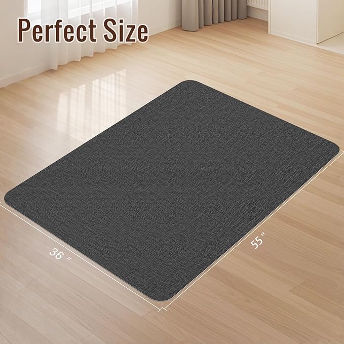 Wansimoo Office Chair Mat for Hardwood and Tile Floor, 36"x55" Floor Mat, Heavy Duty Computer Gaming Chair Mat, Anti-Slip, Non- Curve, Desk Chair Mat,Floor Protector for Home Office(Black)