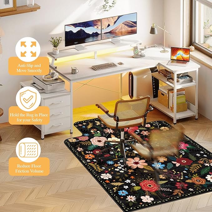 Office Chair Mat for Hardwood Floor & Tile Floor,48"X 60" Heavy Duty Desk Chair Mat for Hard Floors, Under Desk Rug for Rolling Computer Chair,Anti Slip,Low Pile Carpet Protector-Convex Colorful