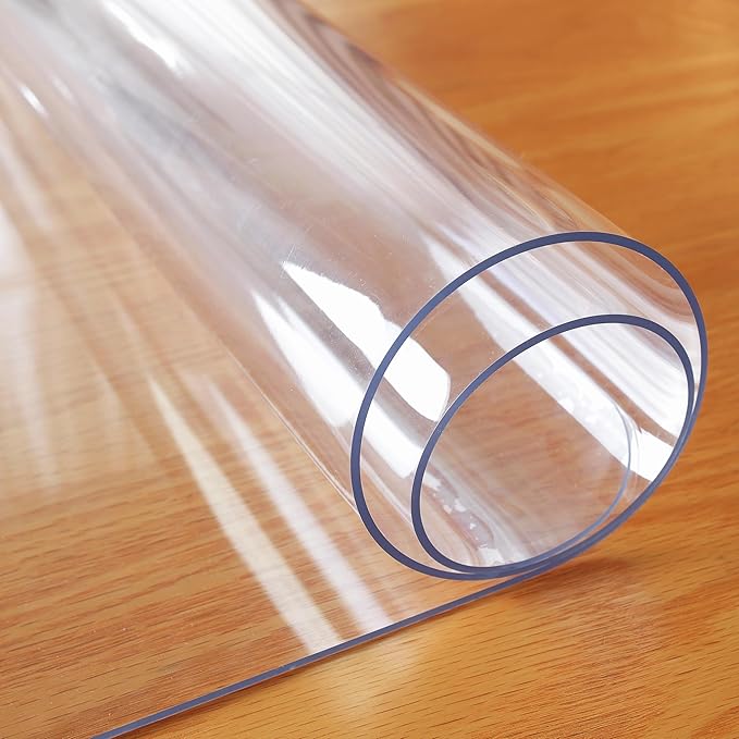 Clear Table Protector 48 x 120 Inch, 1.5mm Thick Plastic Table Cover, Waterproof PVC Clear Tabletop Cover, Desk Protector Mat, Writing Desk Pad for Desktop, Coffee & Dining Room Tabletop