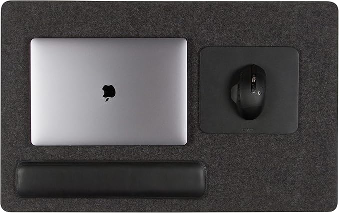 Graf Lantz Mosen Large Merino Wool Felt Desk Pad, Luxury Non-Slip Desk Mat, Blotter for Office and Home, 31W x 19H, Charcoal