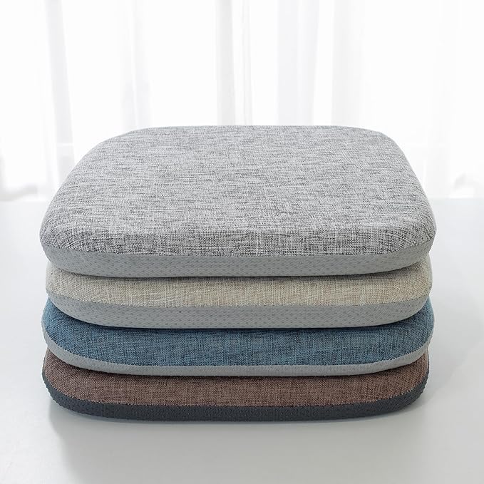 High Resilience Memory Foam Chair Cushion 13"x13"x2" Set of 2 Square Chair Pads and Washable Cover Non Slip Seat Cushions for Indoor Dining Room Kitchen and Office Chairs (Grey,13"x13")