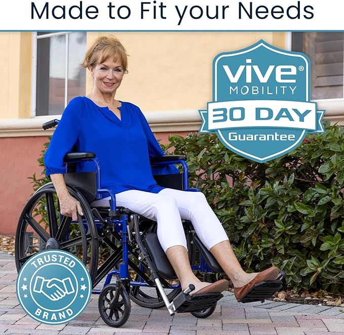Vive Elevating Wheelchair Footrests with Padded Calf Pads (2 Pack) - Ultimate Leg Rest Accessory Replacement Parts for Wheelchairs - Foot Plates for Enhanced Comfort, Mobility, and Support