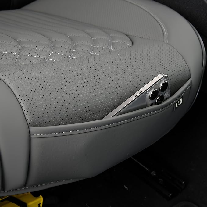 KAYI Car Seat Cover, Memory Foam Car Seat Cushion, Non-Slip Bottom Breathable Car Seat Cover, Relieve Tailbone Pain, Car Seat Protector, Suitable for 95% of Vehicles (Grey, 2 Pack)