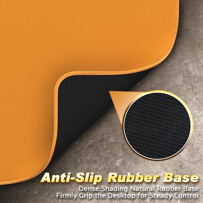 ATTACK SHARK CM02 Gaming Mouse Pad for Esports Speed Large Mouse mats for Desk Waterproof Surface Stitched Edges and Anti-Slip Rubber Base Size L Laminate 17.72” x 15.75” x 0.16” Orange