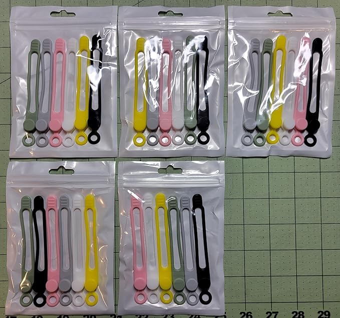 Set of 30 Silicone Cable Straps Organizer, Wire Management Ties for Bundling Phone Charger Cables, Earphones, Computer Cords, Organize Home Office (MultiColor30)