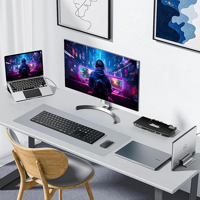 ALOANES Waterproof Mouse Pad with Durable Stitched Edge, Large Gaming Keyboard Pad, Non-Slip Rubber Base Mouse Mat, Extended Desk pad for Gamer, Office & Home, Gray Mousepad 27.6"x11.8"x0.12"
