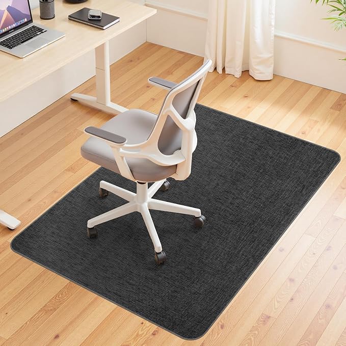 Wansimoo Office Chair Mat for Hardwood and Tile Floor, 40"x48" Floor Mat, Heavy Duty Computer Gaming Chair Mat, Anti-Slip, Non- Curve, Desk Chair Mat,Floor Protector for Home Office(Black)
